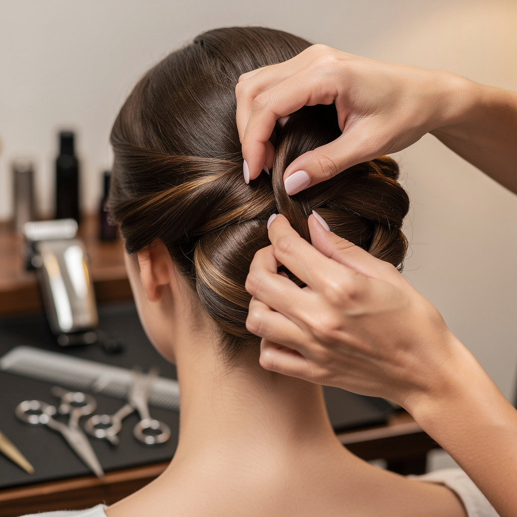 Studio One Hair Design stylist creating a beautiful hairstyle for a client in Santa Barbara